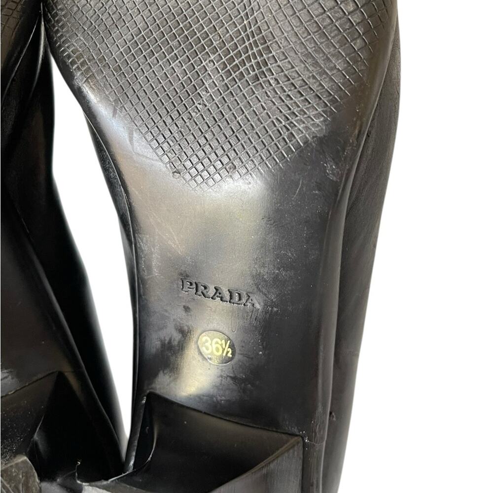 Prada Classic Black Leather Shoes Size:36.5/US:6.5 - Picture 6 of 6